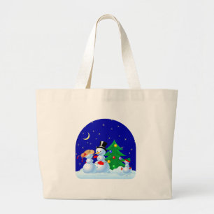 Snowmen Dancing Grote Tote Bag