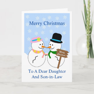 Snowmen Daughter and Son in law Kerstmis Kaart
