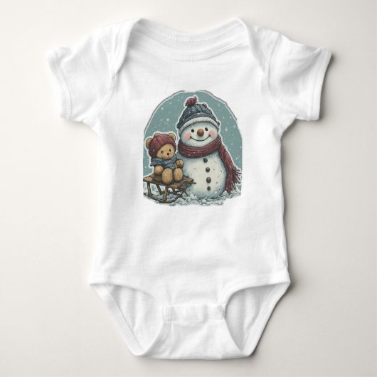 Snowmen design baby bodysuit T-Shirt (Voorkant)