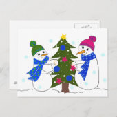 Snowmen die een boom vernietigen briefkaart (Voorkant / Achterkant)