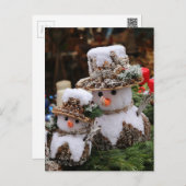 Snowmen die Pinecone Pet dragen Briefkaart (Voorkant / Achterkant)