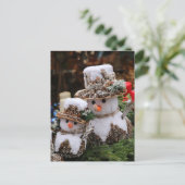 Snowmen die Pinecone Pet dragen Briefkaart (Staand voorkant)