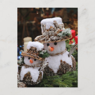 Snowmen die Pinecone Pet dragen Briefkaart