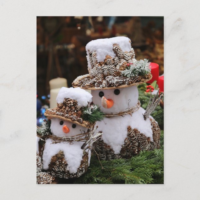 Snowmen die Pinecone Pet dragen Briefkaart (Voorkant)