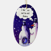 Snowmen eet geen bonen keramisch ornament (Rechts)