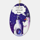 Snowmen eet geen bonen keramisch ornament (Links)