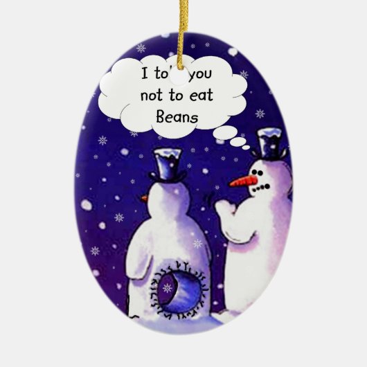 Snowmen eet geen bonen keramisch ornament (Voorkant)