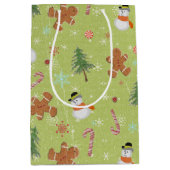 Snowmen en Candy Canes Medium Cadeauzakje (Voorkant)