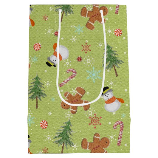 Snowmen en Candy Canes Medium Cadeauzakje (Achterkant)