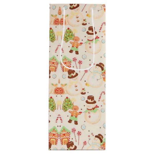 Snowmen en Gingerbrood Wijn Cadeautas (Voorkant)