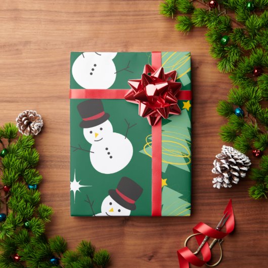 Snowmen en kerstboompatroon cadeaupapier (Feestdagen Geschenken)