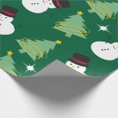 Snowmen en kerstboompatroon cadeaupapier (Hoek)