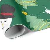 Snowmen en kerstboompatroon cadeaupapier (Rol Hoek)