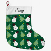 Snowmen en kerstboompatroon grote kerstsok (Voorkant)
