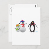 Snowmen en Penguin Briefkaart (Voorkant / Achterkant)