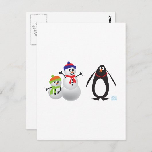 Snowmen en Penguin Briefkaart (Voorkant / Achterkant)