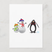 Snowmen en Penguin Briefkaart (Voorkant)