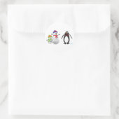 Snowmen en Penguin Ronde Sticker (Tas)