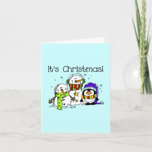 Snowmen en pinguïns Het is Kerstmis Feestdagen Kaart