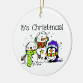 Snowmen en pinguïns Het is Kerstmis Keramisch Ornament (Links)