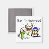 Snowmen en pinguïns Het is Kerstmis Magneet (Voorkant / Achterkant)