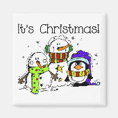 Snowmen en pinguïns Het is Kerstmis Magneet (Voorkant)