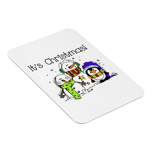Snowmen en pinguïns Het is Kerstmis Magneet (Rechterzijde)
