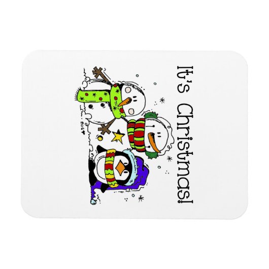 Snowmen en pinguïns Het is Kerstmis Magneet (Horizontaal)