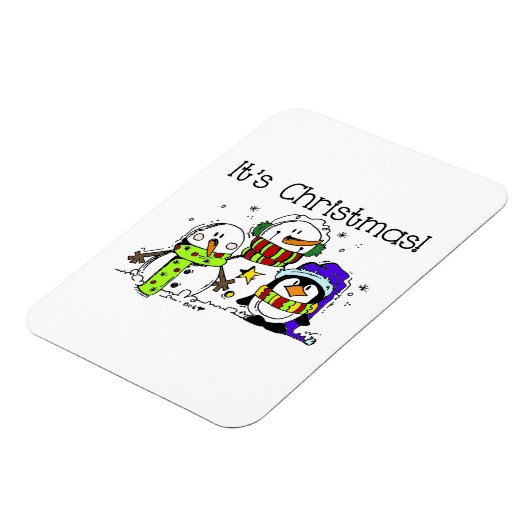 Snowmen en pinguïns Het is Kerstmis Magneet (Linkerzijde)