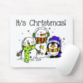Snowmen en pinguïns Het is Kerstmis Muismat (Met muis)