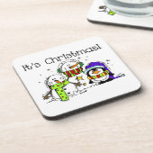 Snowmen en pinguïns Het is Kerstmis Onderzetter (Linkerzijde)