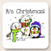 Snowmen en pinguïns Het is Kerstmis Onderzetter (Voorkant)
