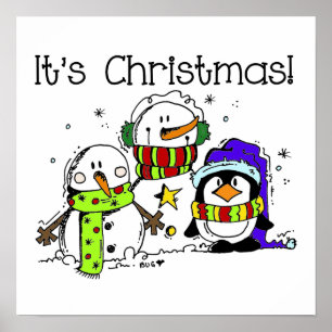 Snowmen en pinguïns Het is Kerstmis Poster