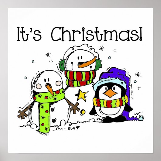 Snowmen en pinguïns Het is Kerstmis Poster (Voorkant)