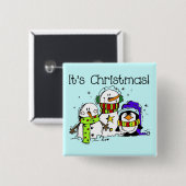 Snowmen en pinguïns Het is Kerstmis Vierkante Button 5,1 Cm (Voorkant /achterkant)