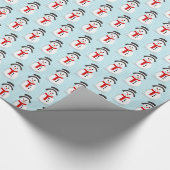 Snowmen en Snowflakes Blue Pattern Cadeaupapier (Hoek)