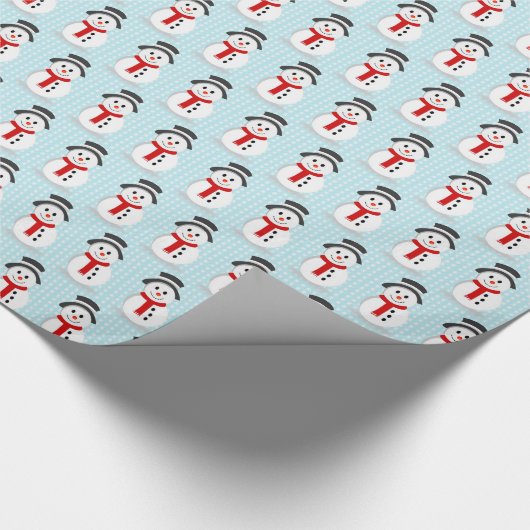 Snowmen en Snowflakes Blue Pattern Cadeaupapier (Hoek)