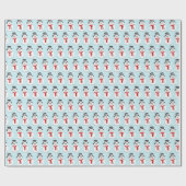 Snowmen en Snowflakes Blue Pattern Cadeaupapier (Vlak)
