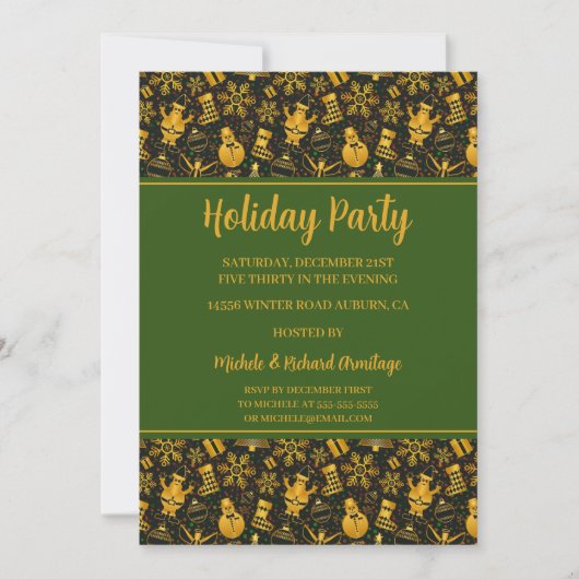 Snowmen en Snowflakes Holiday Party Invitation Kaart (Voorkant)