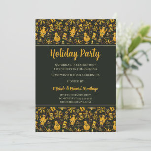 Snowmen en Snowflakes Holiday Party Invitation Kaart