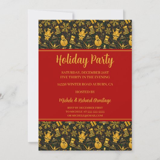 Snowmen en Snowflakes Holiday Party Invitation Kaart (Voorkant)