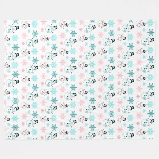 Snowmen en Snowflakes Kerstfeestdag Fleece Deken (Voorkant (Horizontaal))