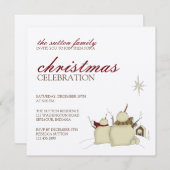 Snowmen en ster: kerstuitnodiging kaart (Voorkant / Achterkant)