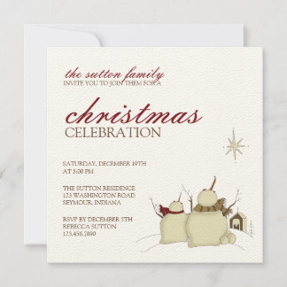 Snowmen en ster: kerstuitnodiging kaart