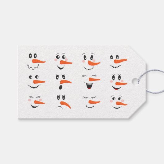 Snowmen Faces Gift Labels Cadeaulabel (Voorkant (Horizontaal))