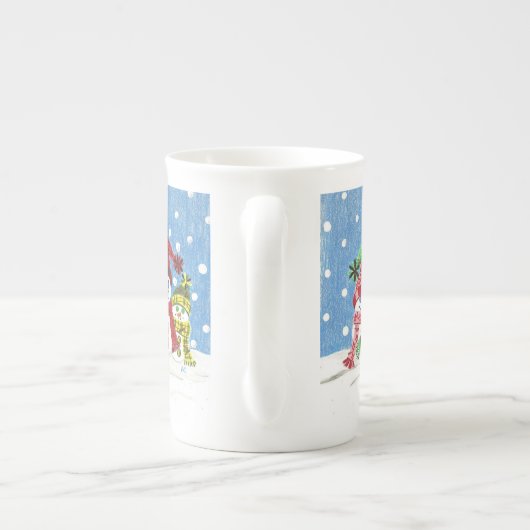 Snowmen familie Bone China mok (Achterkant)