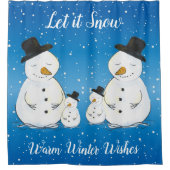 Snowmen Familie met Citaat Douchegordijn (Voorkant)