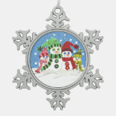 Snowmen familie Pewter ornament (Voorkant)