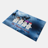 Snowmen Familie van Vier Aangepaste Vakantie Deurmat (Schuin)