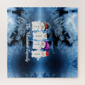 Snowmen Familie van Vier Gepersonaliseerde Puzzle Legpuzzel (Horizontaal)